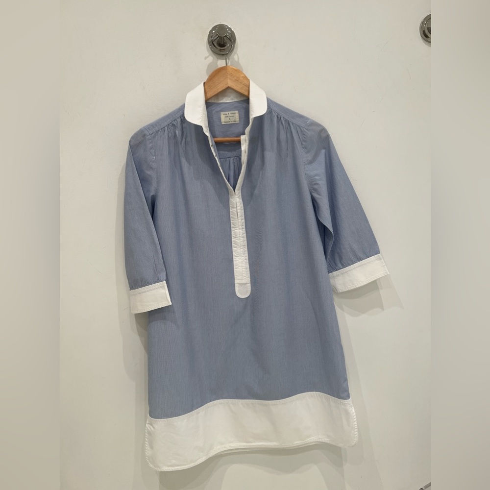 Rag and bone blue and white tonenick top.